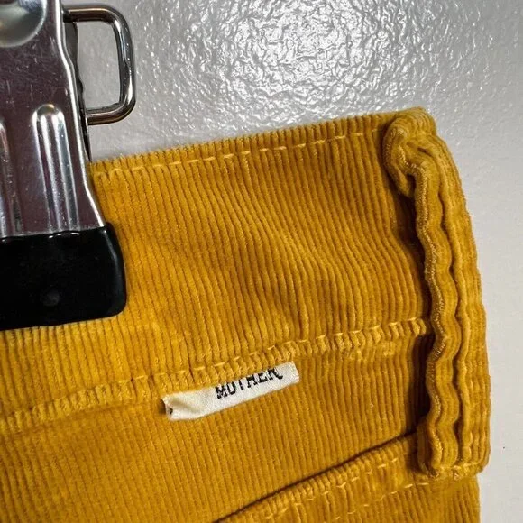 Mother Mid Rise Dazzler Ankle Corduroy Pants Size 32 Hopscotch Honey Yellow